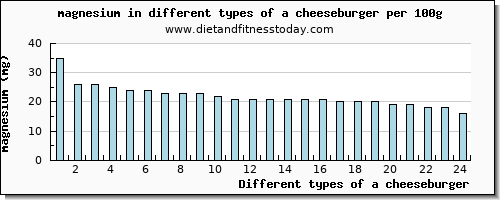 a cheeseburger magnesium per 100g